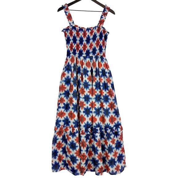 Banjanan Harper Maxi Tiered Long Dress Red Blue Tank - L - Picture 1 of 9